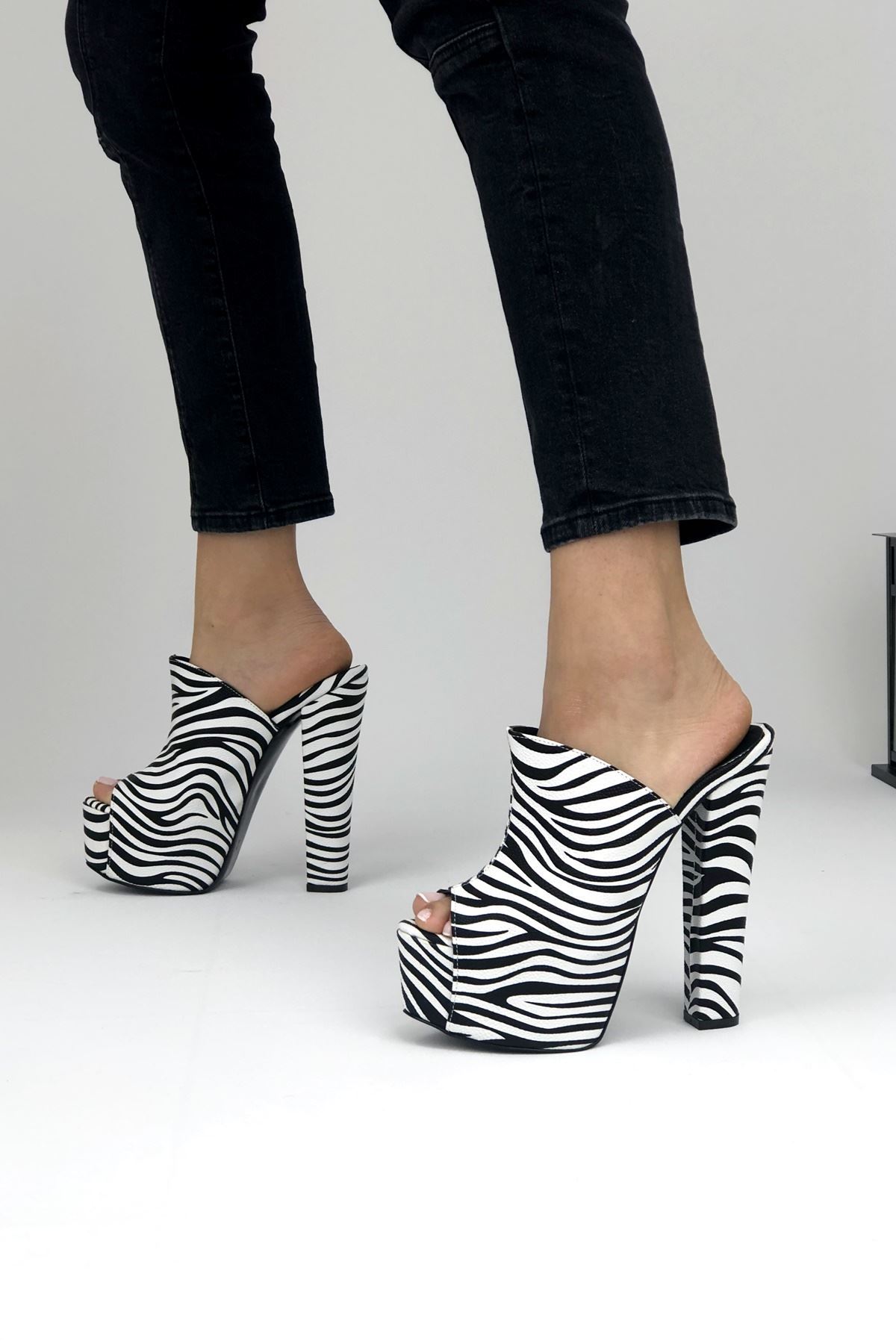 Simsi Zebra Kadın Topuklu Ayakkkabı