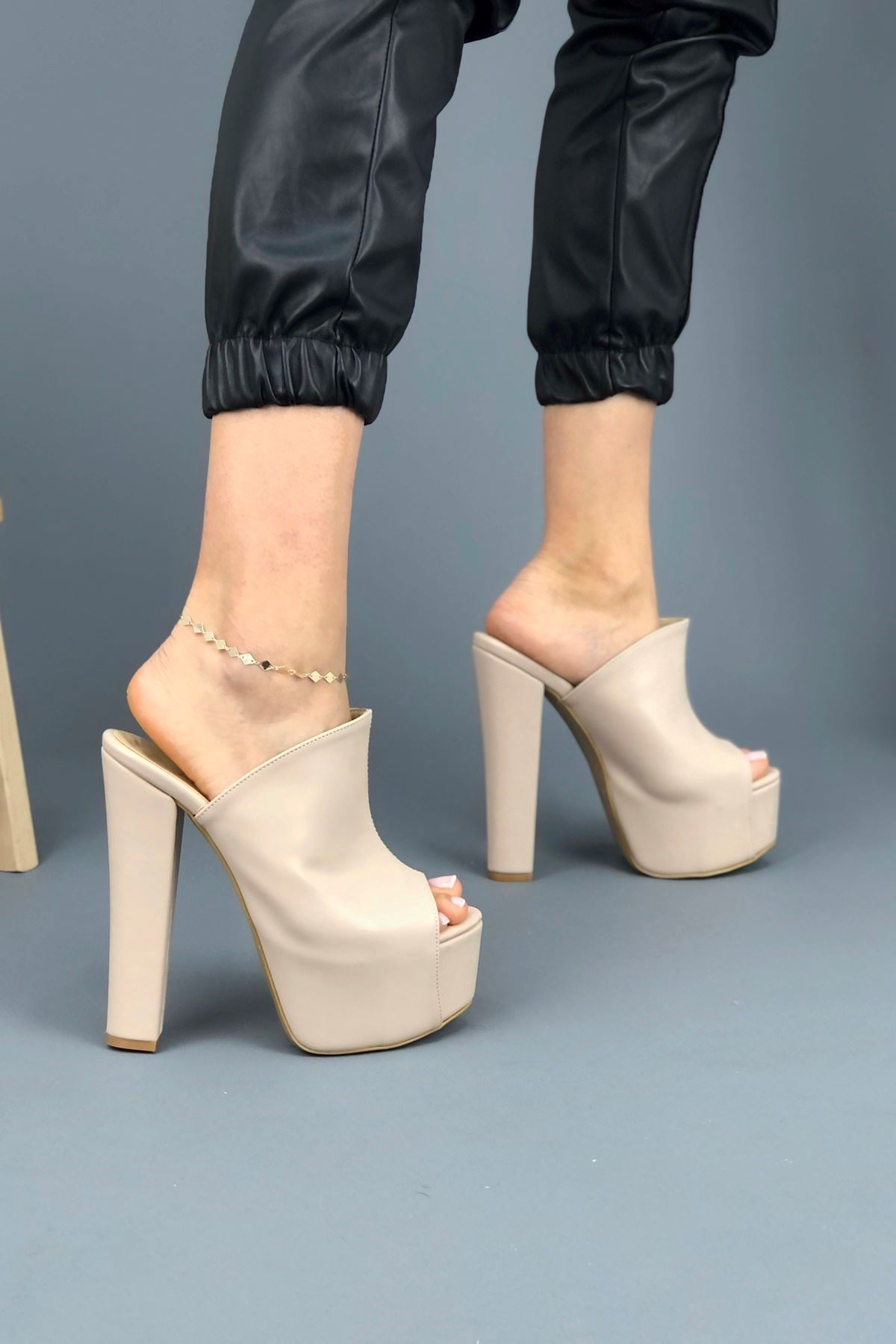 Simsi Ten Cilt Kadın Topuklu Ayakkkabı
