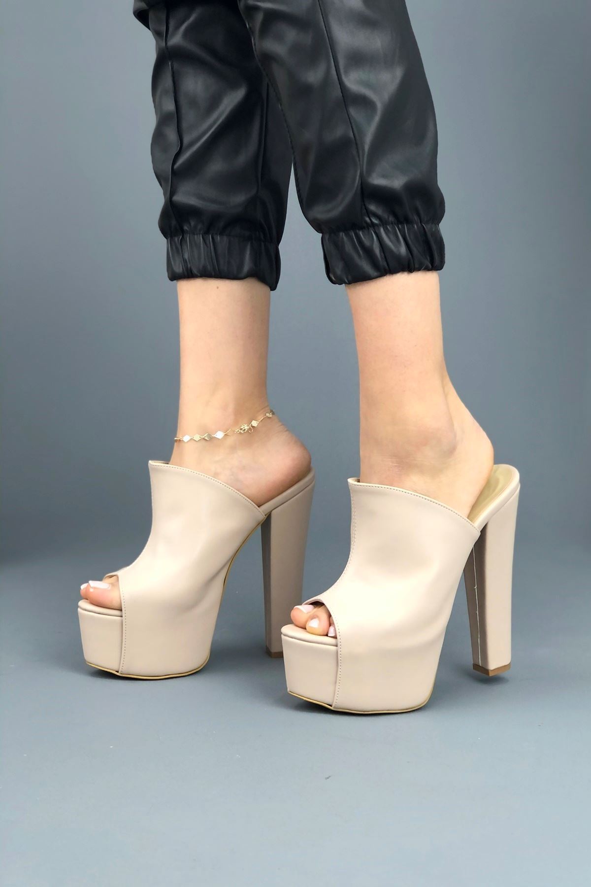 Simsi Ten Cilt Kadın Topuklu Ayakkkabı