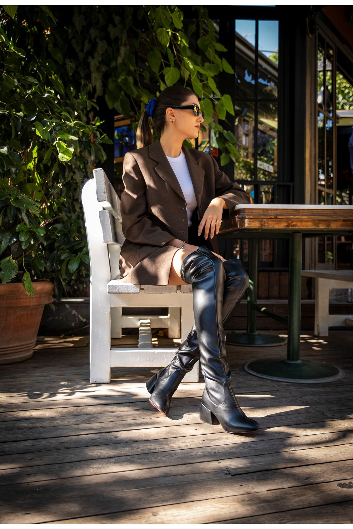 Siyah Cilt Streç Tasarım Alçak Topuklu   Kadın Ayakkabı Mirage