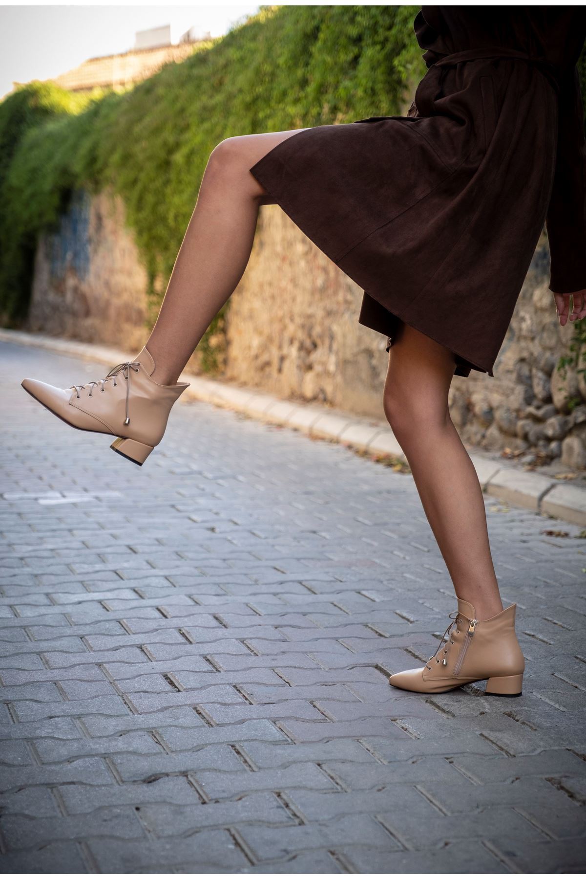 Nude Cilt Tasarım Alçak Topuklu   Kadın Ayakkabı Marea