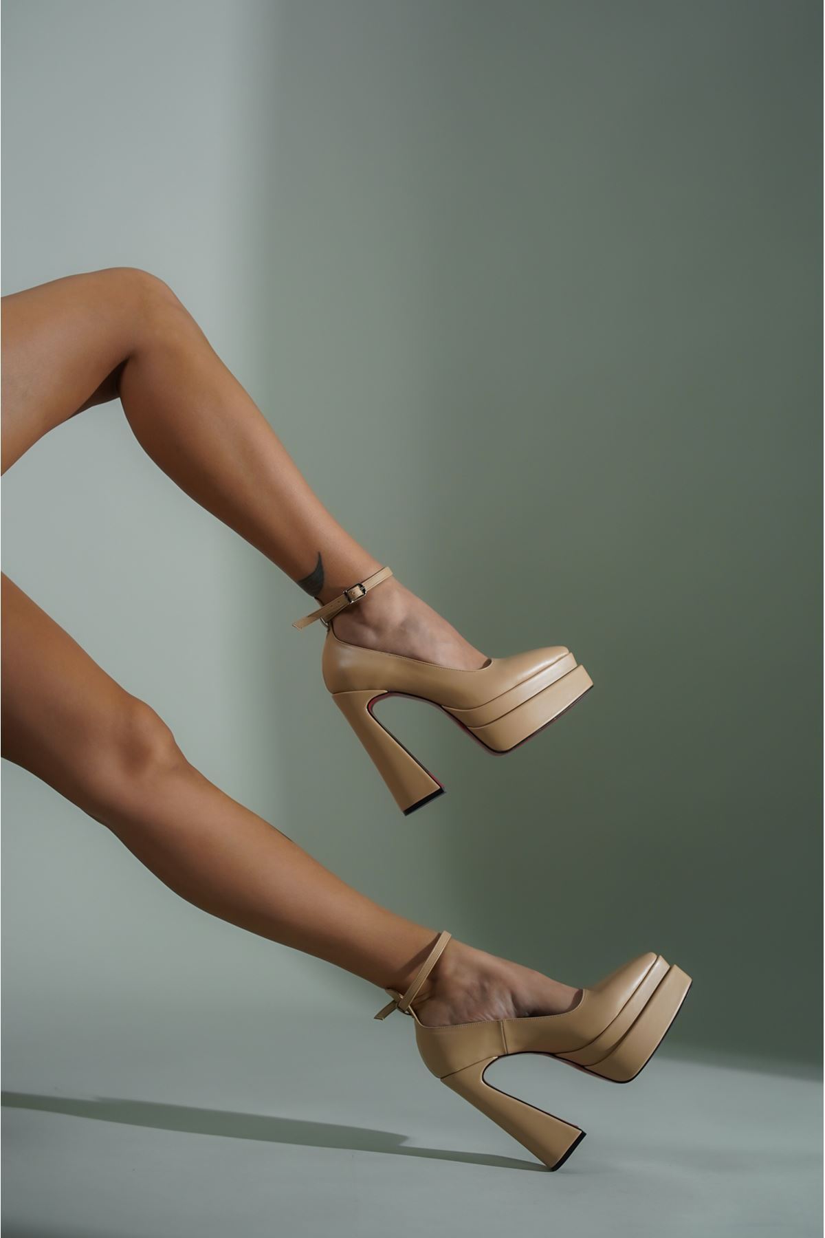 Nude Cilt  Çift  Platform Özel Tasarım Kadın Ayakkabı Rigels