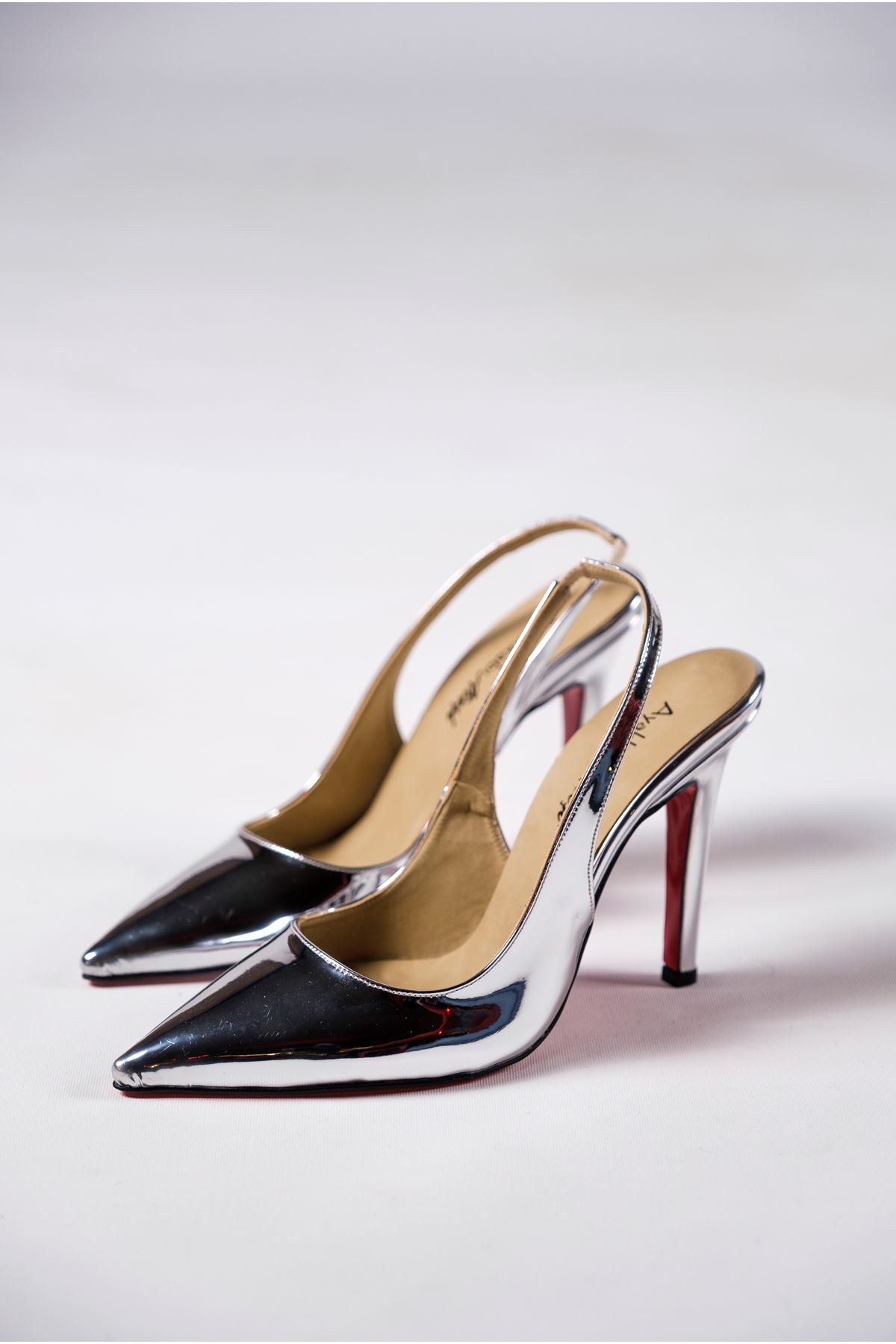 Gümüş Ayna Kadın Topuklu Özel Tasarım Ayakkabı Stiletto Madison