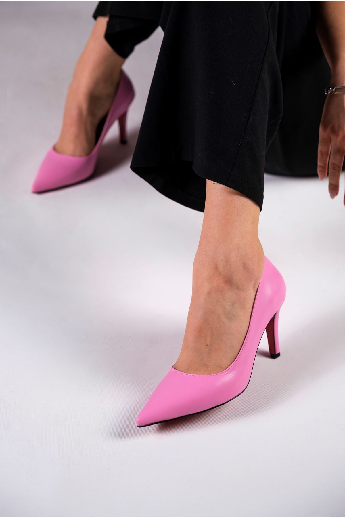 Pembe Cilt Kadın İnce Topuklu Ayakkabı Stiletto Demure