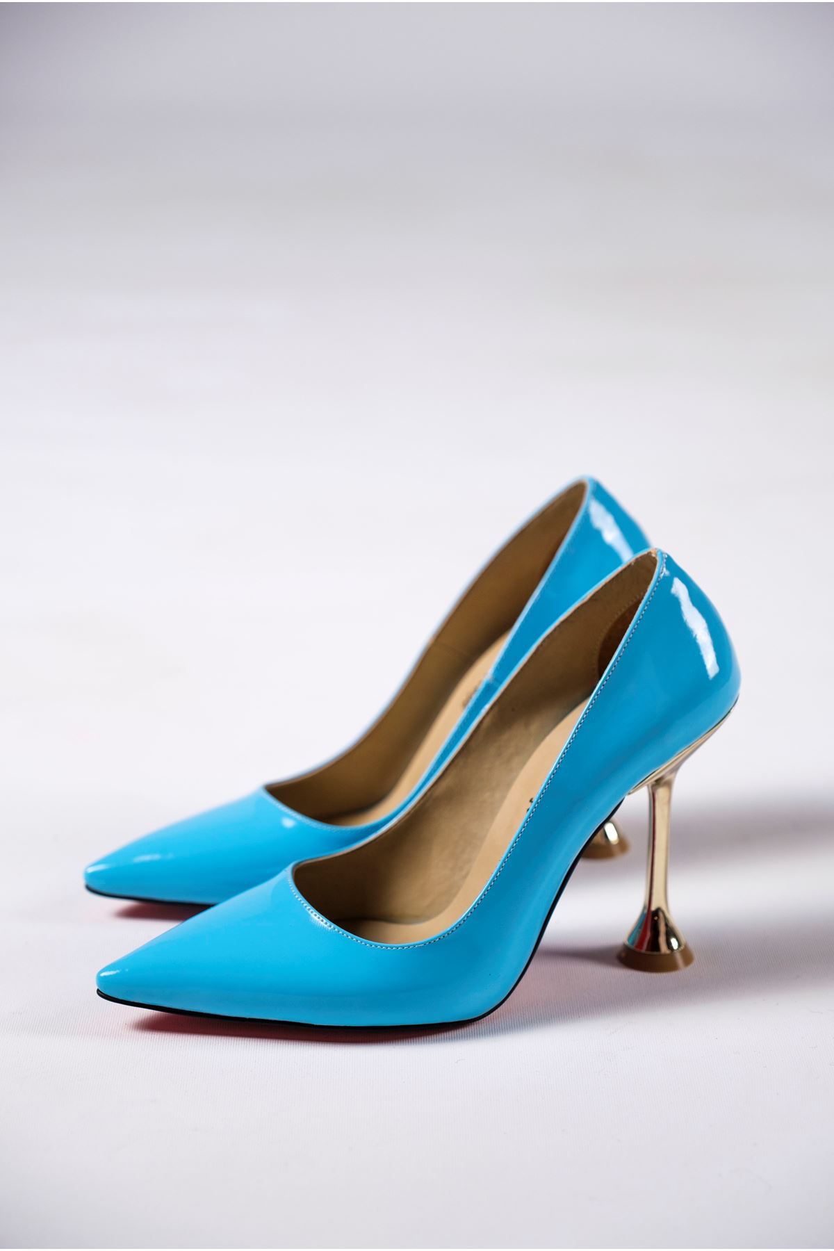 Bebe Mavi Rugan Kadın Özel Topuklu Tasarım Ayakkabı Stiletto Ozzie