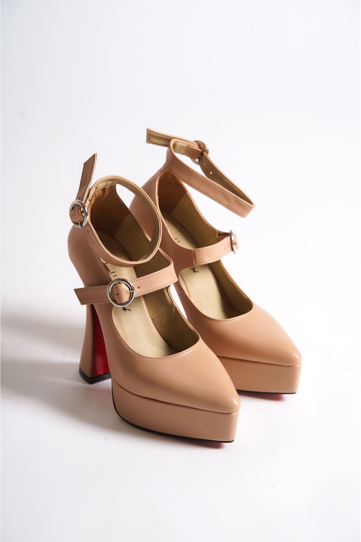 Nude Cilt Baret Detaylı Özel Tasarım Platform Kadın Ayakkabı Akira