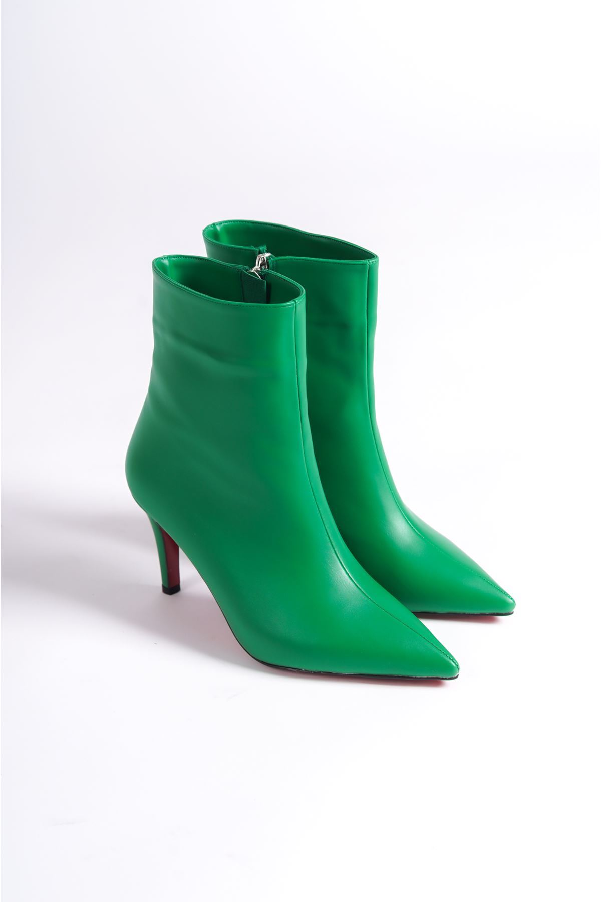 Yeşil Cilt Kadın İnce Topuklu Ayakkabı Stiletto Deco
