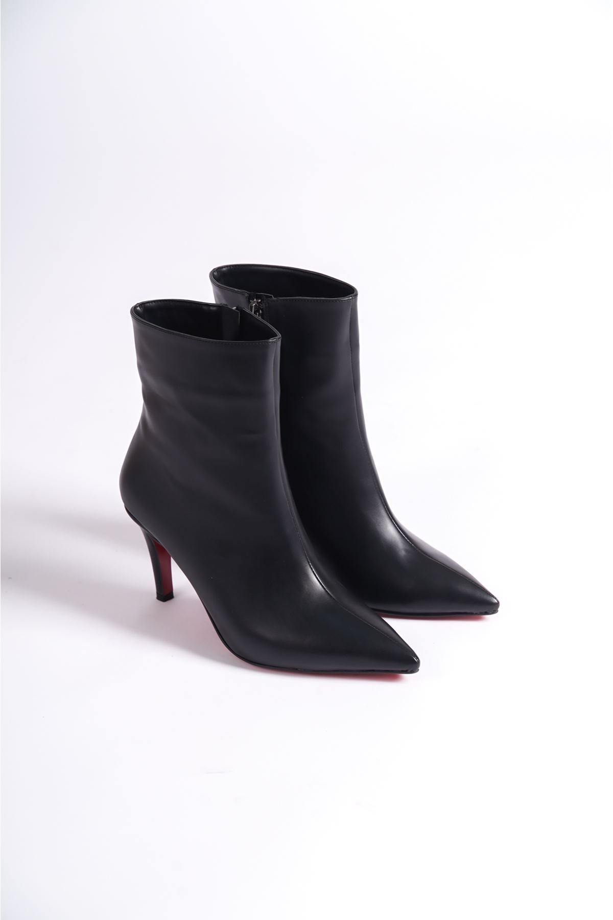 Siyah Cilt Kadın İnce Topuklu Ayakkabı Stiletto Deco