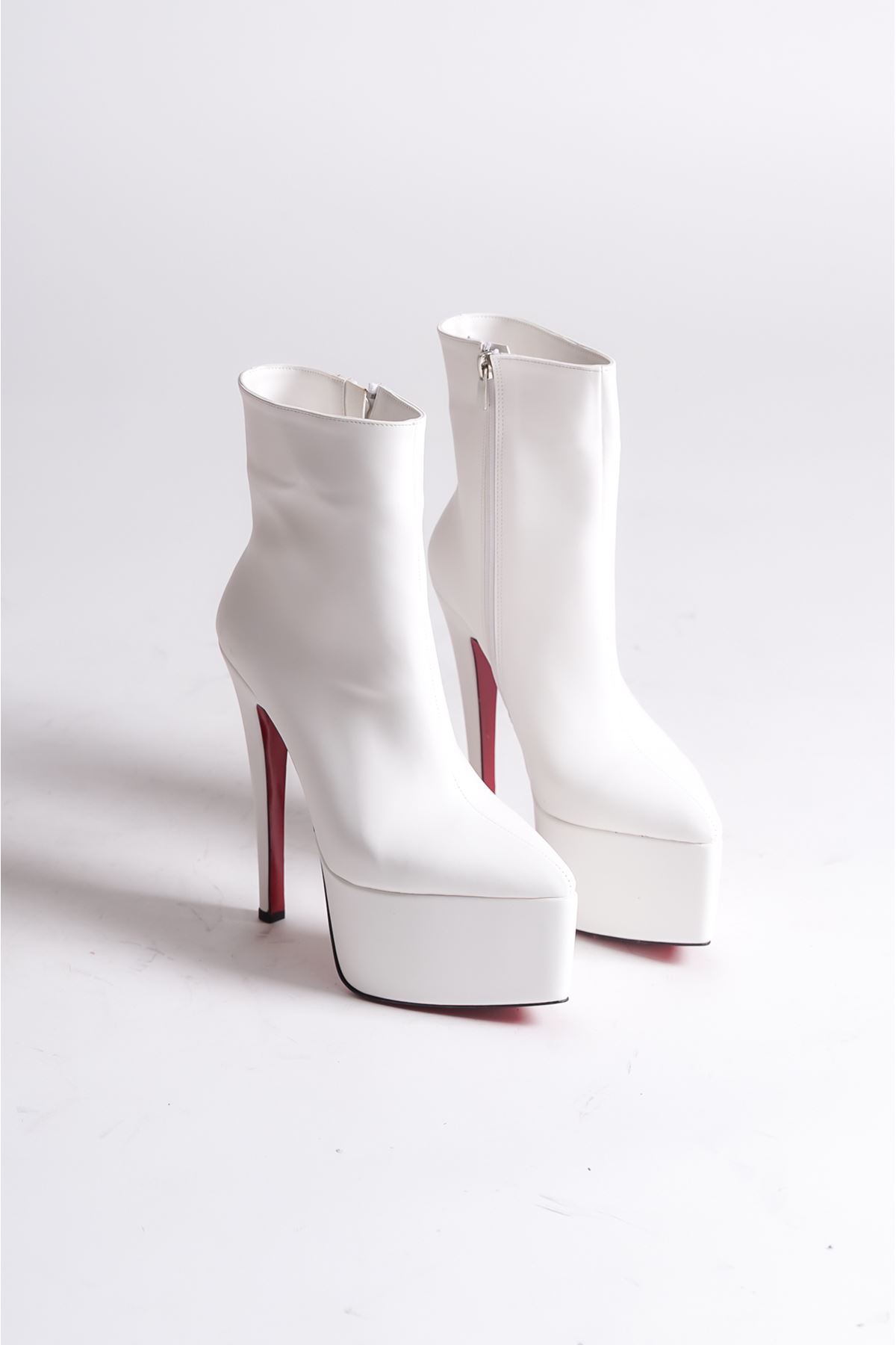 Beyaz Cilt Platform Özel Tasarım  Topuklu Kadın Ayakkabı Gift