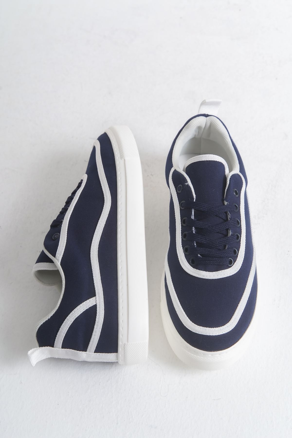 RS625 - Keten Erkek Spor Ayakkabı Lacivert Beyaz