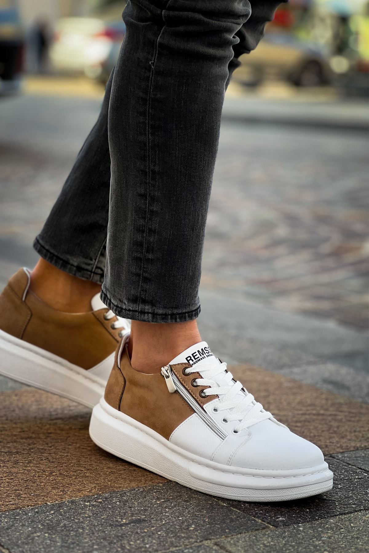 RS601 - Lüx Süet Erkek Ayakkabı Beyaz/Vızon