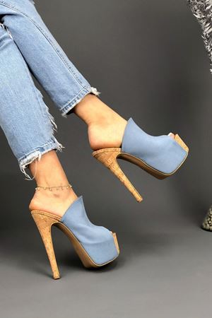 Bebe Mavi Simsi Kadın Topuklu Ayakkkabı