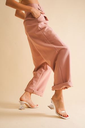 Beyaz Lorela Cilt Şeffaf Topuklu Terlik