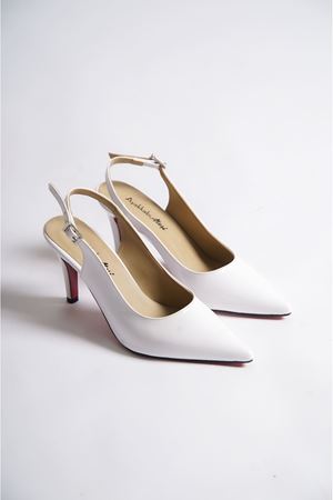 Beyaz Rugan Kadın Özel Tasarım Topuklu Ayakkabı Stiletto Nelly