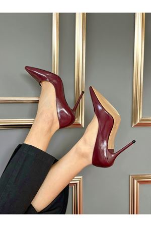 Bordo İnce Topuk Sivri Burunlu Kadın Stiletto Osama