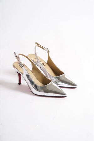 Gümüş Kadın Özel Tasarım Topuklu Ayakkabı Stiletto Nelly