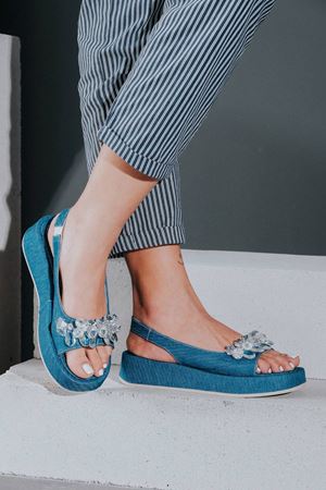 Kot Kumaş Tasarım Kadın Sandalet Sakura