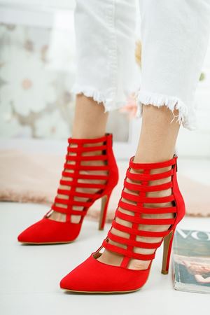 Kırmızı Edgar Süet Kadın Topuklu Ayakkabı