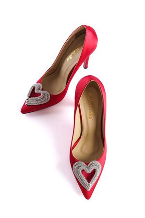 Kırmızı Kalp Toka Detaylı Kadın Stiletto Adrian