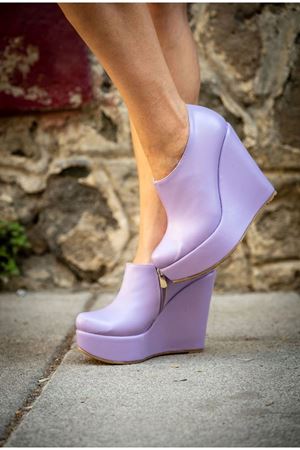 Lila Abaco Cilt Dolgu Topuklu Kadın Bot D-55