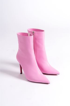 Pembe Togi Stiletto İnce Topuklu Kadın Bot