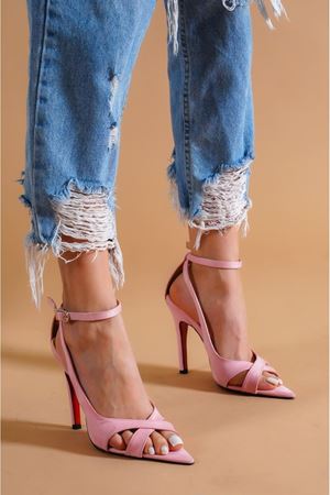 Pudra Velvet Kadın Topuklu Ayakkabı Stiletto