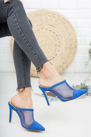 Sax İlevas Fileli Topuklu Kadın Terlik