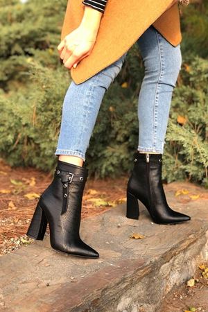 Siyah Krokodil Cristina Topuklu Kadın Bot