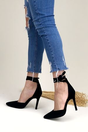Siyah Daris Topuklu Kadın Ayakkabı