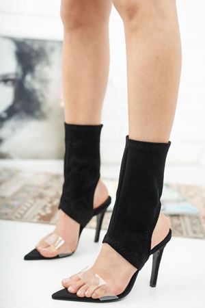 Siyah Rozan Topuklu Kadın Bot