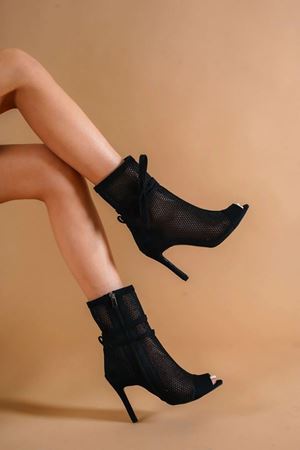 Siyah Süet Sugar Topuklu Kadın Ayakkabı