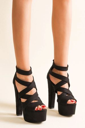 Siyah Süet Peri Platform Kadın Ayakkabı