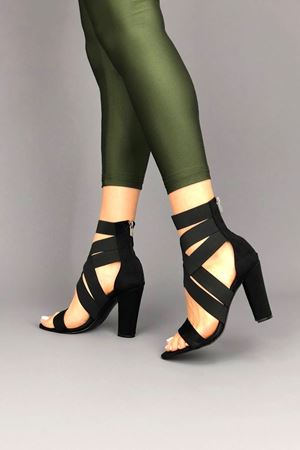 Siyah Vonda Siyah Süet Siyah Lastikli Kadın Ayakkabı