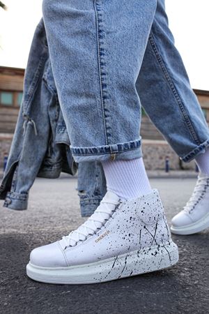 CH263 - CBT Lyse Erkek Ayakkabı 454 BEYAZ / SIYAH SPLASH