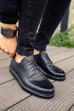 CH003 - DST Classica Pelle Di Cuoio Erkek Ayakkabı SIYAH