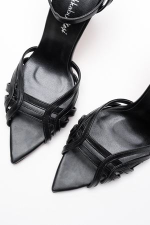 Prono Siyah Cilt İnce Kadın Topuklu Ayakkabı