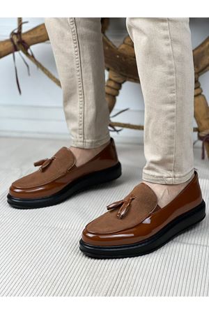 CH002 - RST Loafer Verniciata Erkek Ayakkabı KAHVE