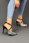 Riley Zebra Siyah Rugan Stiletto Kadın Ayakkabı