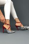 Riley Zebra - Kırmızı Rugan Stiletto Kadın Ayakkabı