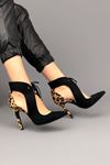 Delie Siyah - Leopar Topuklu Kadın Ayakkabı