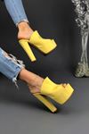 Simsi Sarı Süet Kadın Topuklu Ayakkkabı