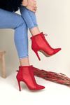 Maxi Kırmızı Süet Topuklu Kadın Ayakkabı