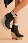 Gold;Siyah Daina Dolgu Topuklu Kadın Bot